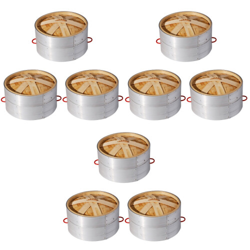 3Sets Bamboe Dubbele Handvat Steamer Voor Gestoomde Snacks En Groenten