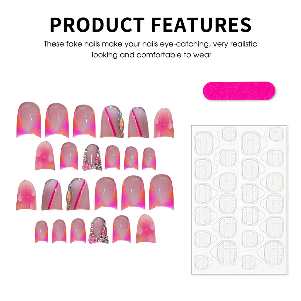 Dcph-Clothing Flower Pink Duckbill False Nails - Chip Proof