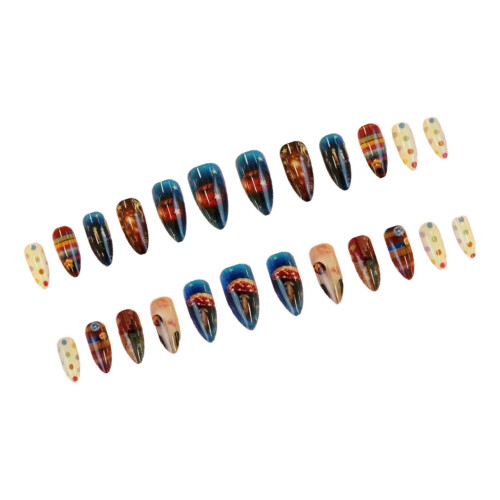 Sky Graffiti Almond Press On Nails - 24pcs