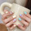 (M) Glitter False Nails - Natural & Unbreakable 11