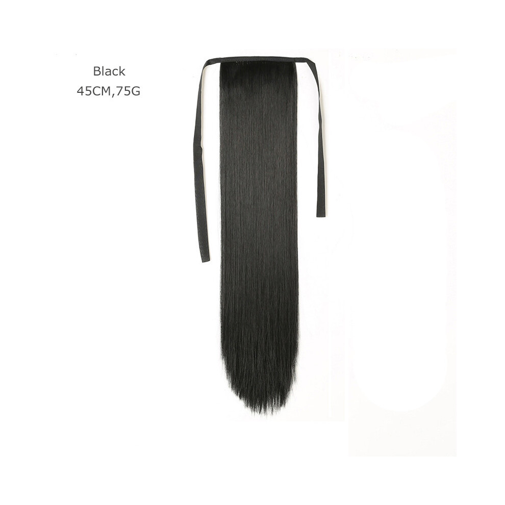 Dachuang Beauty (Natural Black 45Cm) Women\'S Long Straight Clip-In Hair Extensions 45/55/65Cm