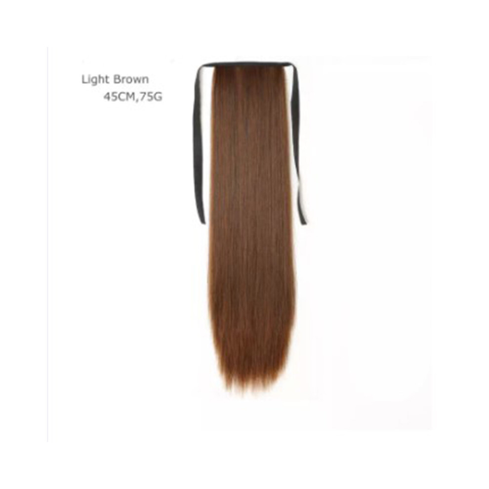 Dachuang Beauty (Light Brown-45Cm) Women\'S Long Straight Clip-In Hair Extensions 45/55/65Cm
