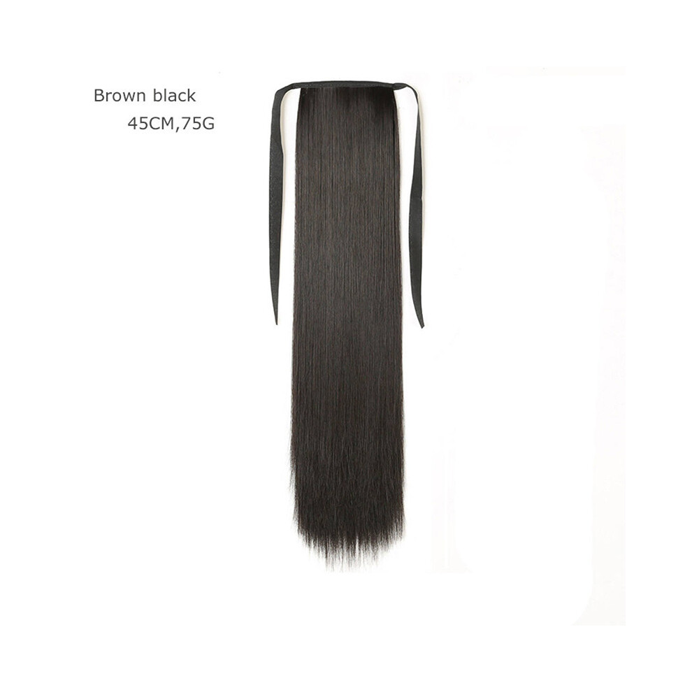 Dachuang Beauty (Brown And Black 45Cm) Women\'S Long Straight Clip-In Hair Extensions 45/55/65Cm