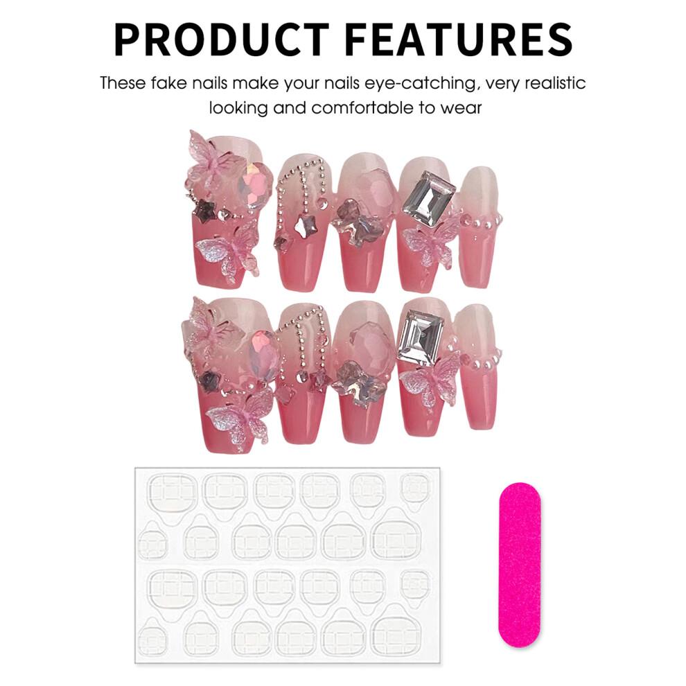 Dachuang Beauty (366 Butterfly, M) Butterfly Press On Nails For Wedding Party