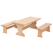 Juego de mesa de comedor para casa de muñecas de materiales de madera de calidad, juego de mesa y sillas en miniatura de estilo europeo para la