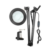 Loupe télescopique à bras long avec lampe LED, clip en métal durable, niveaux de luminosité, pour ordinateur, travaux manuels, lecture, support