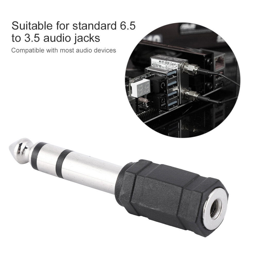 2Pcs 6.5Mm To 3.5Mm Audio Adapter Jack Converter, Brass, Black 9301389377167