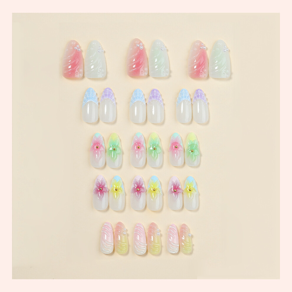 Dachuang Beauty 30Pcs Floral False Nails For Wedding & Party