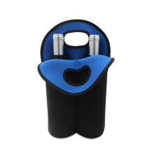 Two Bottle Insulated Wine Tote Bag Weather Proof Resin Design Leakproof Neoprene Carrier With Soft Handle For Gift Givers Campers And Party