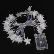 Twinkle Star String Lights Battery Operated Creative Solar Garden Lamp Cool White Fairy Lights Automatic Lighting Flexible Copper Wire For Home
