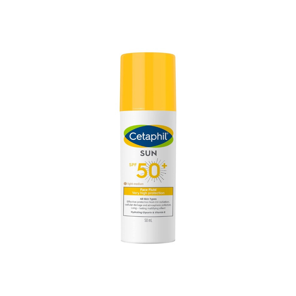 Cetaphil Sun Face Fluid (SPF 50+) Tinted | Hydrates and maintains skin's moisture balance - 50ml