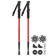 Adjustable Trekking Pole Set with Quick Lock System Tungsten Steel Rod Tip Shock Absorbing Design Ergonomic EVA Foam Handle Non Slip Rubber Grips for