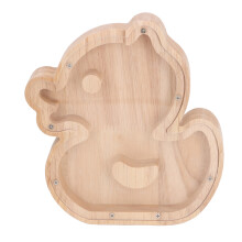 Holzsparschwein mit transparentem Fenster – Gummibaum, 18x15cm, lustiges Geschenk