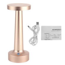 Lampă de masă portabilă fără fir cu reglare a intensității luminoase la atingere, lumină LED reîncărcabilă cu design modern din metal