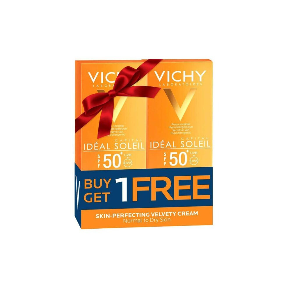 Cream Vichy Ideal Soleil Capital Spf 50 Velvety 1+1 | Hydrates And Strengthens Sensitive Skin