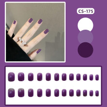(Jelly Glue Model) 24Pcs Purple Fake Nails for Women