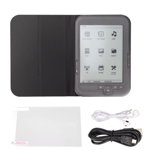 Ink Screen Ebook Reader With800X600Resolution And Navigation Keys, Supports Multiple Languages And File Types, Includes Protective Cover For