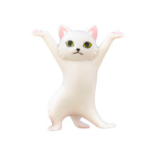 Kawaii Cat Resin Ornament Funny Figurine With Trays Cute Pen Holder Phone Stand Multifunctional Desk Decor In Diverse Shades White Black Grey Light