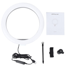 Universelle kulehoder, reservedeler til ringlys, dimbar, 3 lysmoduser, 10 justerbare lysstyrkenivåer, USB-portlading, skyggefri og myk belysning
