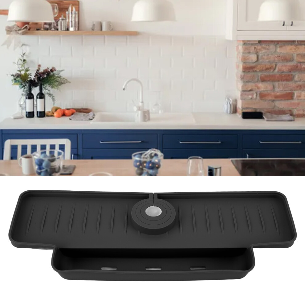 Splash Proof Silicone Faucet Handle Drip Catcher Tray Black 8701387534394