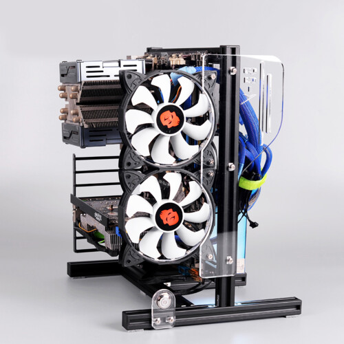 No Limit In GPU Length DIY Gaming Computer Case Cooling Support Water Cooling Options Stackable Aluminum Frame Open Chassis With Handle Lightweight 2