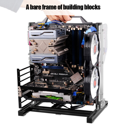 No Limit In GPU Length DIY Gaming Computer Case Cooling Support Water Cooling Options Stackable Aluminum Frame Open Chassis With Handle Lightweight 2
