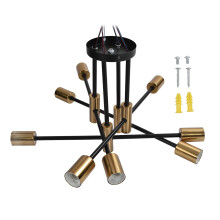 Modern Ceiling Light Fixture In Black And Gold Finish, Height Adjustable Sputnik Chandeliers With BPA-Free Construction For Home And Café (Elegant