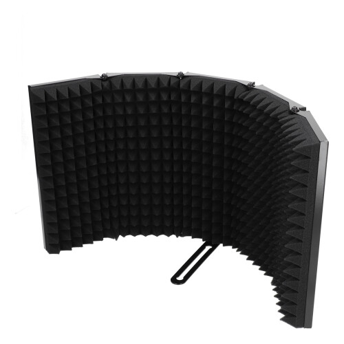 Portable Microphone Isolation Shield Sound Absorbing Foam Noise Reflection Reduction Three Panel Design Foldable End Panels Lightweight Construction 1