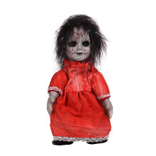 Animoitu Halloween-haamu punaisilla LED-silmillä, ääniaktivoitu liike-nukke, joka reagoi kosketukseen ja ääneen kodin sisustukseen