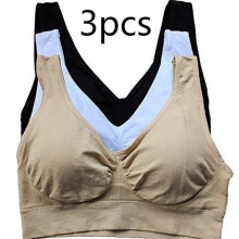 (Nude, Beige, Black, XL) 3-Pack Women's Sports Bras - Wirefree Yoga Tank Top Style, High-Intensity Push-Up Support, Nylon & Spandex Athletic Bras