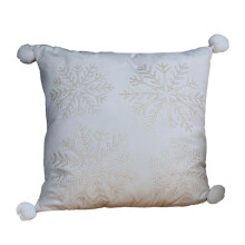 (Embroidered snowflak) 2024 Christmas Cushion Cover Embroidery Snowflake Pillowcase Merry Christmas Decoration for Home Winter Sofa Couch Offie