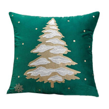 (green christmas tree) 2024 Christmas Cushion Cover Embroidery Snowflake Pillowcase Merry Christmas Decoration for Home Winter Sofa Couch Offie