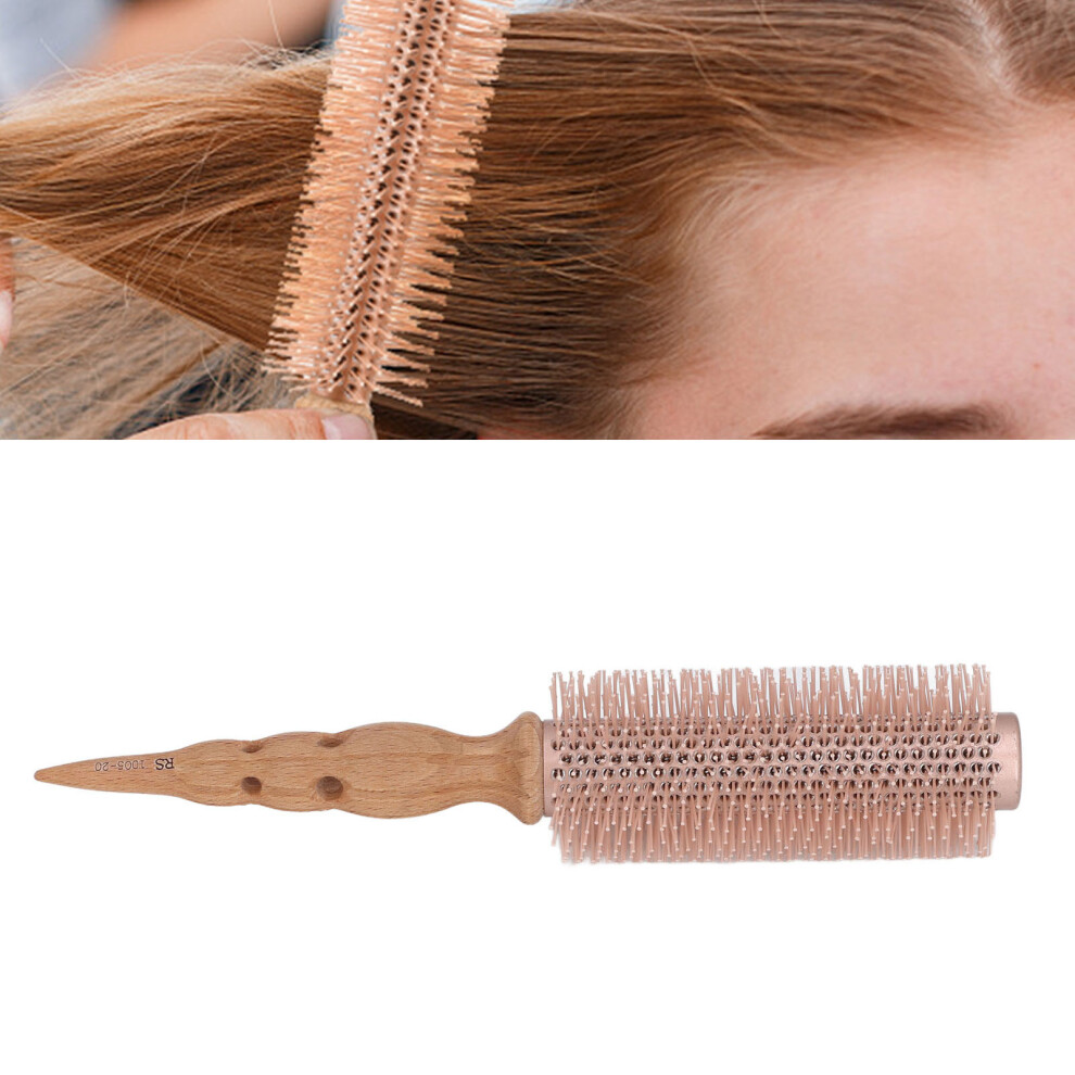 Wooden Roller Comb with Aluminum Tube, Nylon Bristles, Wooden Handle for Salon & Barber