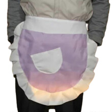 (light purple) Women's Elegant Short Half Apron with Ruffled Trim and Pocket Contrast Color Waitress Costume Restaurant Waist Apron  Yellow