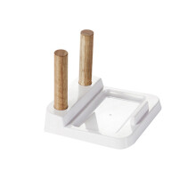 Multifunctional Kitchen Utensil Organizer Stand Rust Resistant Ladle Lid Holder With Wooden Accents Scandinavian Inspired Design Detachable