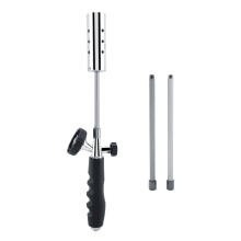 Torcia a gas butano in acciaio inossidabile con fiamma regolabile, resistente alle alte temperature, ideale per barbecue e uso esterno.
