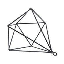 Freestanding Geometric Plant Stand Black 7x7x15 cm Durable Iron Wire