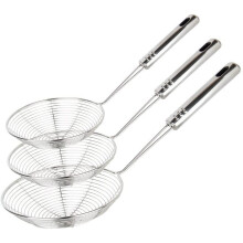 3-Pack Stainless Steel Spider Strainer Skimmer - Extra Large, Long Handle, Wire Pasta Strainer for Frying & Cooking