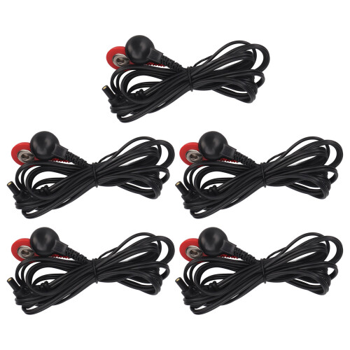 5pcs Black 2.35mm Electrode Lead Wire for TENS Machine, 4.9ft 1