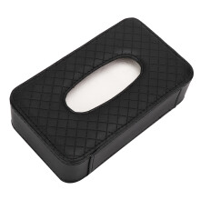 PU Leather Car Tissue Box Holder for Rear Seat Black