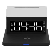Alarm Clock With Wireless Charging And Led Light Features, 6In1Multi Device Charging Base For Iphone Samsung Galaxy Watch Airpods With Touch