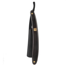 Barber Razor with Sandalwood Handle, Stainless Steel Thin Blade, Ergonomic Curved Handle, Rust-Resistant Vintage Straight Edge Razor, Durable Folding