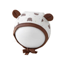 (B) Elastic Baby Bonnet Hat With Full Ear Protections Comfortable Fabric For 0 to 5 Month Old Enjoy Seasonal Comfort Multicolor