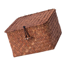 (M) Sustainable Handwoven Storage Bin With Cover Candy Box Countertop Organization Natural Fiber Design Organizer S