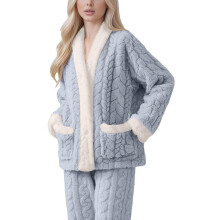 (XL, Blue) Women's Winter Fuzzy Pajama Coats Casual Thicken Warm Flannel Button Fleece Sleepwear Cozy Soft Loungewear  Purple XL