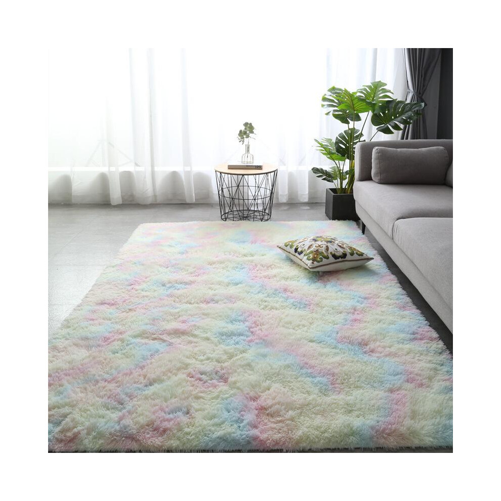 (Rainbow, 160Cmx230cm) Shag Area Rugs For Bedroom And Living Room, Ultra-Soft Fluffy Area Rugs For Dorm, Indoor Nursery Carpet Rugs For Kids' 3352022648638