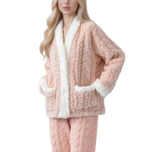 (XL, Pink) Women's Winter Fuzzy Pajama Coats Casual Thicken Warm Flannel Button Fleece Sleepwear Cozy Soft Loungewear  Purple XL