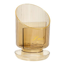 (Gold) Makeup Brush Storage Box Convenient Cosmetic Organizer Practical Desktops Pen Holder Elegant Eyebrow Pencil Container  Clear