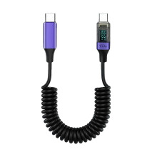 (Purple) USB C PD100W Cable with Intelligent Digital Screen, 100W Fast Charging for Electronic Devices Purple
