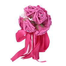 Buchet de mireasă, model floral, flori artificiale, trandafir din spumă, cu stras, bumbac moale premium, ușor, durabil, drăguț, estetic,
